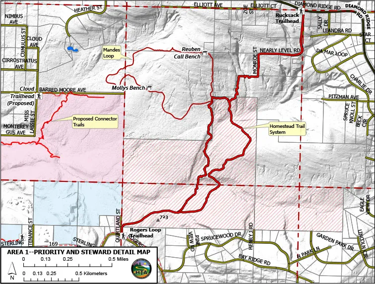 A map of trails for the Homestead Trail System 